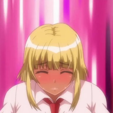 animated, bangable girl!, big ass, big breasts, blonde hair, blue eyes, cum, cum in mouth, cum in throat, cum inside, deepthroat, erection under clothes, hentai, oral, school uniform