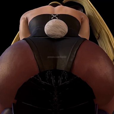 animated, ass, ass focus, big ass, big butt, black hair, blonde hair, bottom heavy, bubble butt, bunnysuit, dat ass, facesitting, fat ass, huge ass, juri han