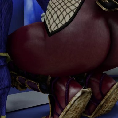 animated, ass, ass licking, big ass, black hair, dat ass, face in ass, isabella valentine, kishi, licking, pawg, sandals, soul calibur, sword, tagme