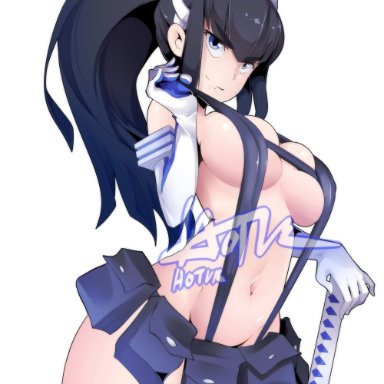 big breasts, black hair, blue eyes, female, female only, hotvr, kill la kill, kiryuuin satsuki, long hair, solo, solo female, solo focus