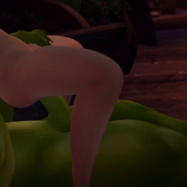 animated, blizzard entertainment, blood elf, breast grab, cowgirl position, fatboiipanda, green eyes, interspecies, liard, long hair, mmj3d, mmj3dx, moaning, orc, pixiewillow