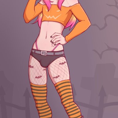 1boy, blonde hair, boots, bulge, cemetery, crossdressing, dross, femboy, fishnets, gay, girly, halloween, jade (dross), male focus, painted nails