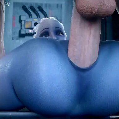 1boy, 1girls, 3d, anal, anal penetration, animated, anus, asari, big penis, blender, erection, female, liara t'soni, male, mass effect