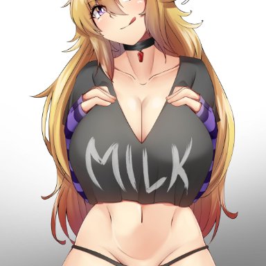 1girls, absurdres, big breasts, breasts, cleavage, female, female only, highres, large breasts, looking at viewer, rwby, solo, speech bubble, text, yang xiao long