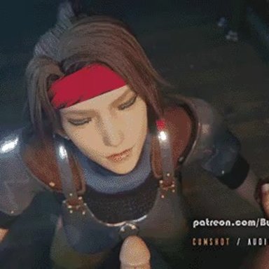 3d, animated, animated gif, armor, bandana, blender, blowjob, bulgingsenpai, cum, cum in mouth, cum inside, cumshot, deepthroat, eye contact, ff7sfm