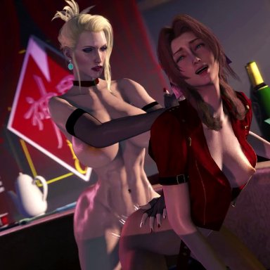 1futa, 1girls, 3d, abs, aerith gainsborough, animated, areolae, ass, big breasts, blackjr, bouncing breasts, breasts, cum, cum in pussy, cum inside