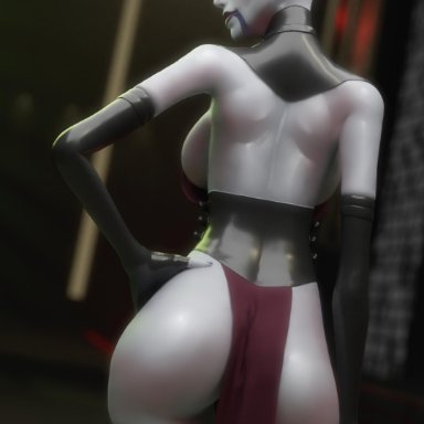 1girls, asajj ventress, ass, big ass, big breasts, breasts, clone wars, crossbowpussycat, face tattoo, hand on hip, looking at viewer, looking back, prostitute, prostitution, showing