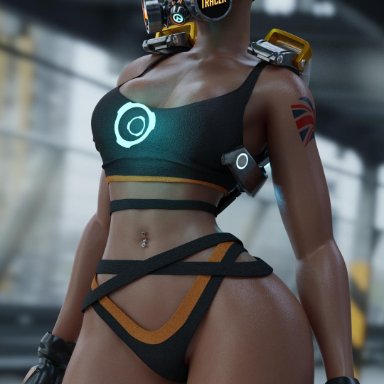 1girls, 3d, ass, big ass, blender, female, female only, kisxsfm, overwatch, solo, thick thighs, thong, tracer, wide hips