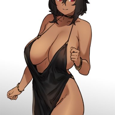 1girls, bastet (houtengeki), big breasts, breasts, cleavage, female, female only, houtengeki, large breasts, solo