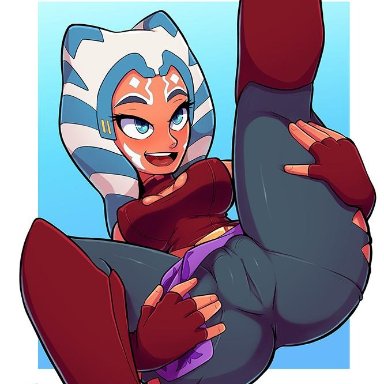 ahsoka tano, alien, alien humanoid, ass, blush, breasts, camel toe, clone wars, clothing, female, humanoid, nipple outline, open mouth, solo, star wars