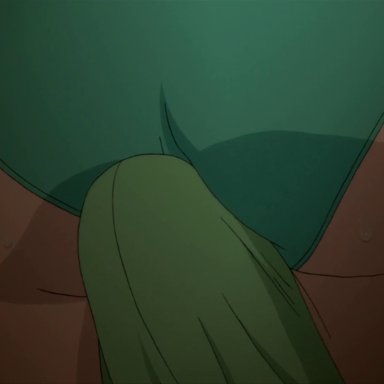 16:9 aspect ratio, 1boy, 1girl, 2d, 2d animation, animated, ass, ass shake, back, bikini, brown hair, erection, erection under clothes, female, frottage