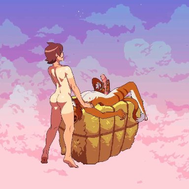 2boys, cat boy, cloud meadow, evan (cloud meadow), gay, interspecies, male only, male/male, monster boy, s-purple, tagme, tongue out, webm, yaoi