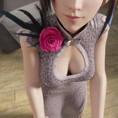 1girls, 3d, alternate costume, animated, auxtasy, big breasts, black hair, blender, china dress, dark hair, dress, female, female focus, final fantasy, final fantasy vii