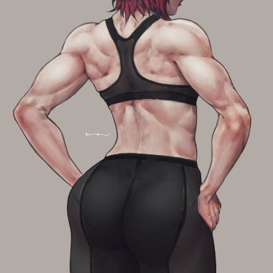 1girls, abs, ass, back muscles, big ass, female, female only, muscles, muscular, muscular female, prinzkuon, ruby rose, rwby