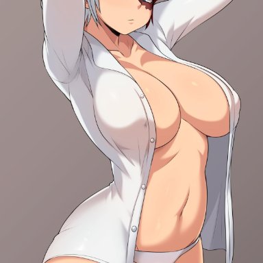 1girls, big breasts, breasts, cameltoe, cleavage, female, female only, genderswap, jmg, large breasts, my hero academia, panties, rule 63, shouto todoroki, solo