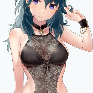 big breasts, bikini, black bikini, black swimsuit, byleth (female), byleth (fire emblem), female, female only, fire emblem, fire emblem: three houses, haru (nakajou-28), nintendo, solo, solo female, solo focus