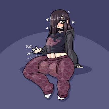 big balls, big penis, choker, dickgirl, futanari, hair over one eye, hoodie, limebreaker, sweat pants