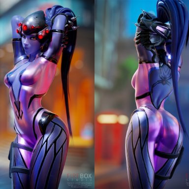 1girls, 3d, ass, big ass, blender, female, female only, fireboxstudio, overwatch, widowmaker