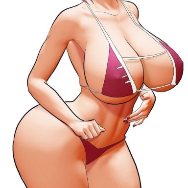 1girls, ass, bikini, boruto: naruto next generations, breasts, cleavage, facial mark, female, female only, forehead mark, green eyes, huge ass, huge breasts, lipstick, looking at viewer