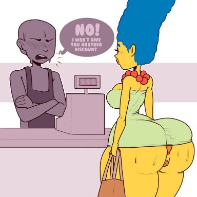 anon, big ass, big butt, blue hair, cheating, cheating wife, dialogue, female, huge ass, huge butt, male, male/female, marge simpson, mature, mature female