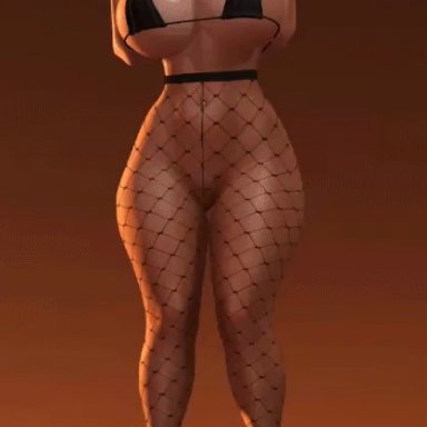 3d, animated, big breasts, bikini top, bimbo, blonde hair, busty, collar, gif, glasses, high heels, lululuve, nose piercing, pantyhose, second life