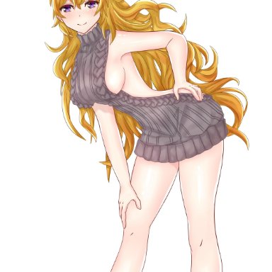 blonde hair, peka 35, rwby, virgin killer sweater, yang xiao long