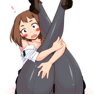 big ass, big breasts, brown eyes, brown hair, female, female only, my hero academia, nipples, ochako uraraka, solo, solo female, solo focus, thick thighs