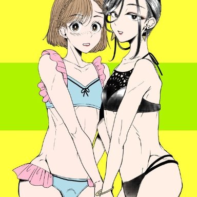 2boys, bikini, bulge, femboy, girly, hand holding, tagme, trap, yk