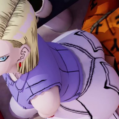 3d, android 18, animated, big ass, blonde hair, bubble ass, bubble butt, dragon ball z, earrings, face in ass, facesitting, huge ass, jeans, kishi, master roshi