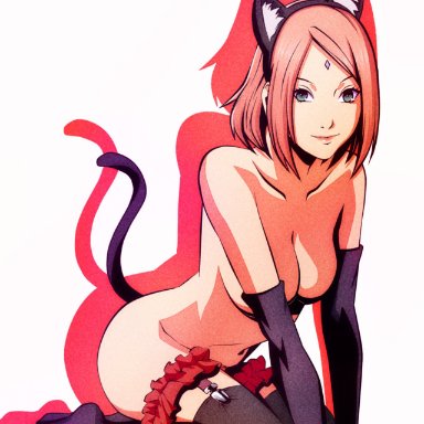 1girls, anal, anal beads, anal beads tail, anal insertion, anal object insertion, animal ears, artist request, ass, black eyes, black gloves, black legwear, boruto: naruto next generations, breasts, butt plug