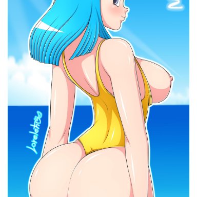 1girls, blue eyes, cameltoe, cleavage, curvy, dragon ball, erect nipples, female, huge areolae, huge ass, huge breasts, loreleth, maron, puffy nipples, thick lips