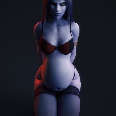 1girls, 3d, bra, breasts, female, female only, huge belly, overwatch, pregnant, ready to pop, solo, thighhighs, vgerotica, widowmaker