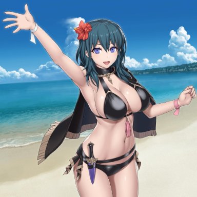 1girls, armpits, asamura hiori, big breasts, bikini, breasts, busty, byleth (female), byleth (fire emblem), byleth (fire emblem) (female), cleavage, female, fire emblem, fire emblem: three houses, nintendo