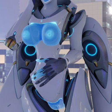 1girls, 3d, blender, blizzard entertainment, breasts, clitoral hood, echo (overwatch), female, female only, living machine, looking at viewer, nipples, nude, omnic, overwatch