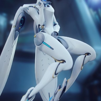 1girl, 1robot, 3d, android, blender, blizzard entertainment, blue eyes, blue skin, echo (overwatch), erection, fingering, fjaye, flying, glowing, glowing eyes