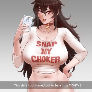 1girls, aestheticc-meme, big breasts, breasts, cleavage, female, female only, large breasts, pussy, raven branwen, rwby, solo, taiyang xiao long