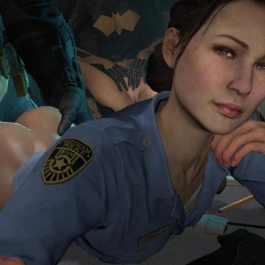 3d, batman: arkham knight, doggystyle, policewoman, video game