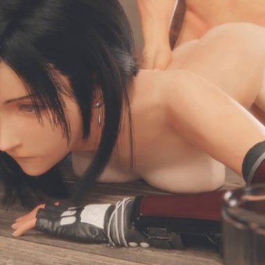 1boy, 1girl, 1girls, animated, black hair, blender, blender (software), boots, bouncing breasts, breasts, doggy style, earrings, female, final fantasy, final fantasy vii