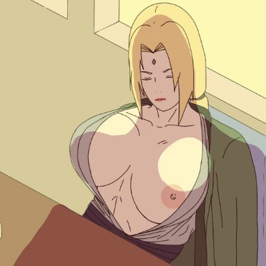 animated, breasts, breasts outside, female only, hokage, naruto, naruto (series), naruto shippuden, no sound, open clothes, sleeping, solo, tits, tsunade, webm