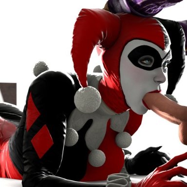 black and red, blowjob, gotham, harley quinn, harley quinn (classic)