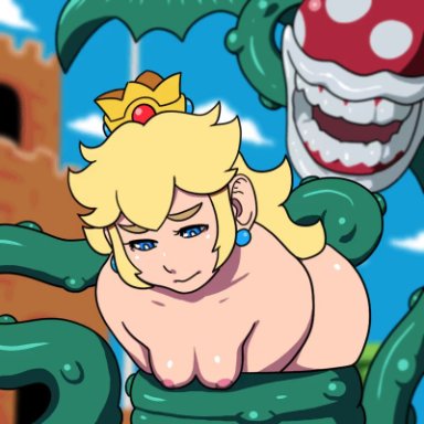 ambiguous penetration, animated, ass, blonde hair, blue eyes, bound, breasts, crown, day, dragoonrekka, duo, long hair, mario (series), nipples, nude