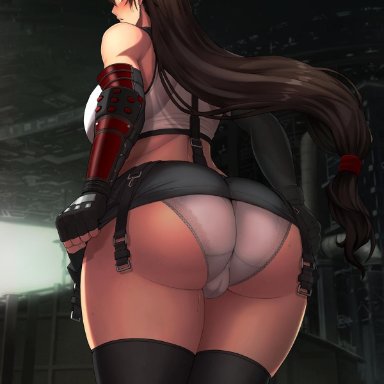 big breasts, cameltoe, female, female focus, female only, final fantasy, final fantasy vii, huge ass, long hair, nipples visible through clothing, solo, solo female, solo focus, tifa lockhart