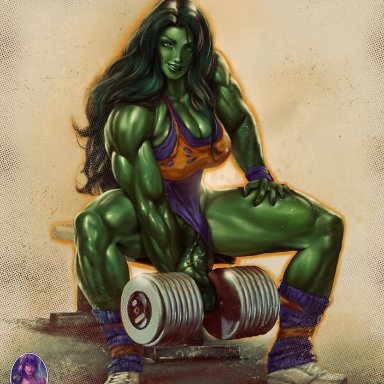 1futa, abs, big breasts, big penis, breasts, cleavage, dickgirl, erection, futa only, futanari, hulk (series), jennifer walters, kinkyjimmy, large breasts, looking at viewer