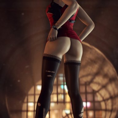 ada wong, ass, bomyman, red dress, resident evil 2, video game