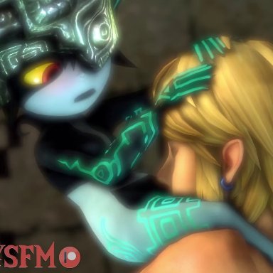 1boy, 1girls, 3d, animated, cunnilingus, female, grinding, imp, imp midna, link, male, midna, nude, oral, pussy