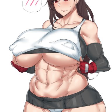 big breasts, female, female focus, female only, final fantasy, final fantasy vii, long hair, natedecock, nipples, nipples visible through clothing, solo, solo female, solo focus, tifa lockhart