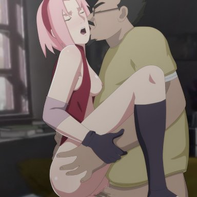 naruto, pleasure face, sakura haruno, standing, standing sex