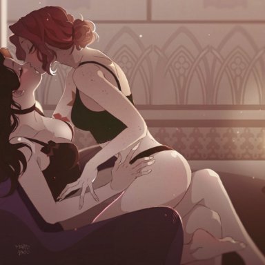 2girls, the witcher, triss merigold, yennefer, yuri