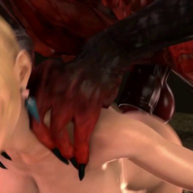 3d, anal, anal grip, anal penetration, animated, big ass, big breasts, blonde hair, blue eyes, bouncing breasts, consensual, dead or alive, deep penetration, demon, dominatrix