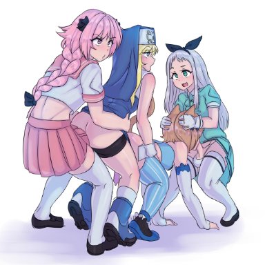 1:1, 2020, 4boys, absurd res, anal, ass, astolfo (fate), back, bare arms, bare shoulders, big ass, blend s, blonde hair, blue eyes, boots